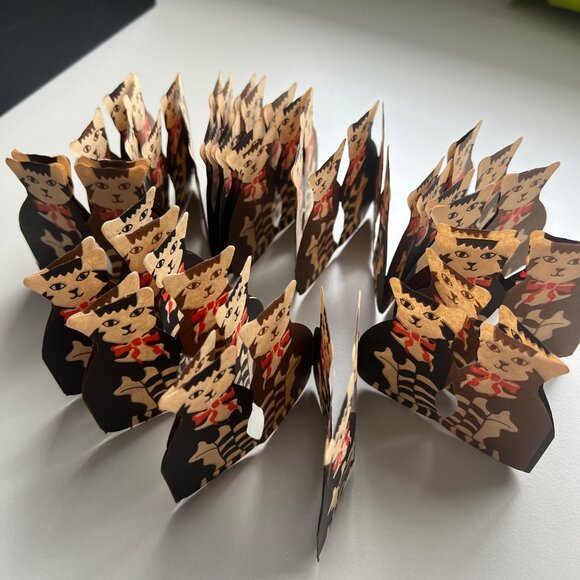 Vintage 1980s Cat Christmas Ornaments Gift Tags Set Kitty Cucumber Merrimack - Picture 4 of 6